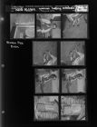 Woman holding artifacts; Broken Pipe Drain; Picture of Building (9 Negatives) (March 15, 1962) [Sleeve 28, Folder c, Box 27]